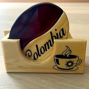 “Colombia” Coasters w/ Holder - Handmade - Wood